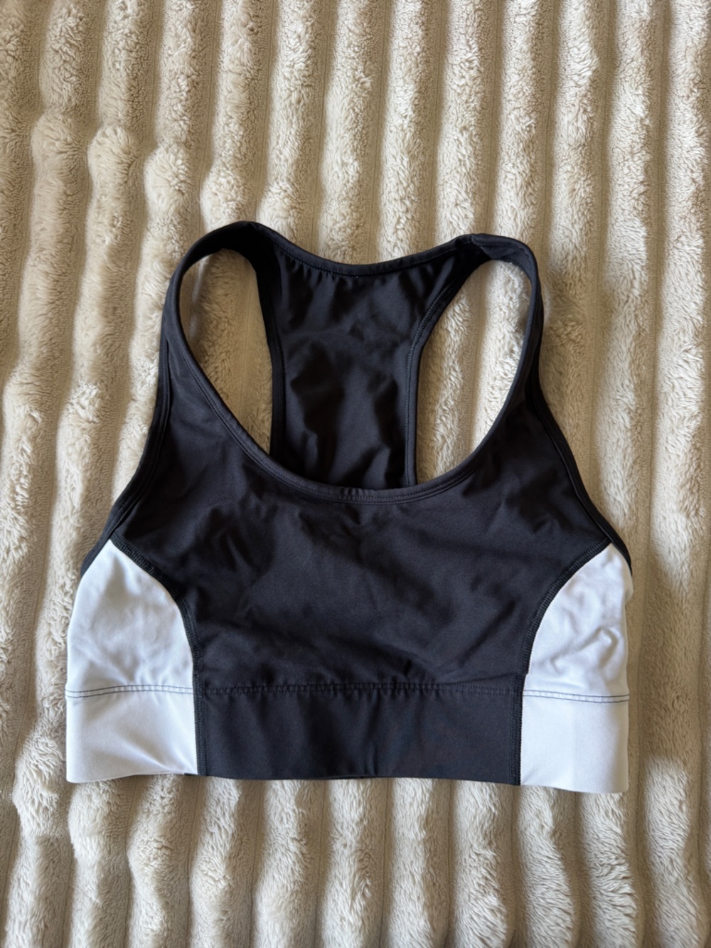 Fabletics Black and White Racerback Sports Bra